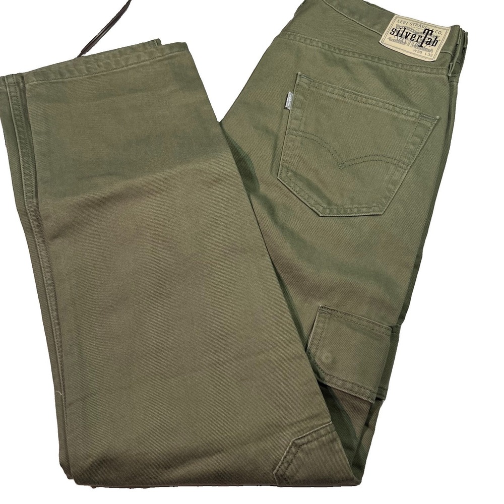 Levis Silvertab Loose Cargo Pants Men's 28x32 Green‎ EUC